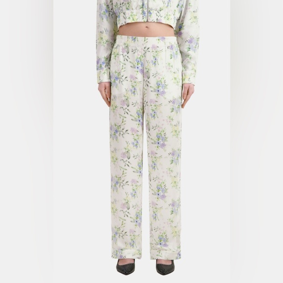 The Kooples Pants - The Kooples Cream Floral Straight-Leg Pants